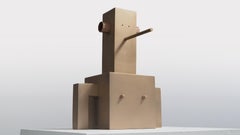 The Idiot by Marcelo M. Burgos - polished bronze sculpture, toy-like robot