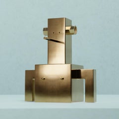 The Idiot by Marcelo M. Burgos - polished bronze sculpture, toy-like robot