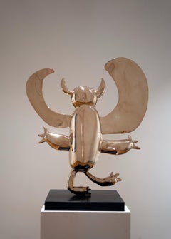 Winged Demon by Marcelo Martin Burgos - Polished bronze sculpture, golden