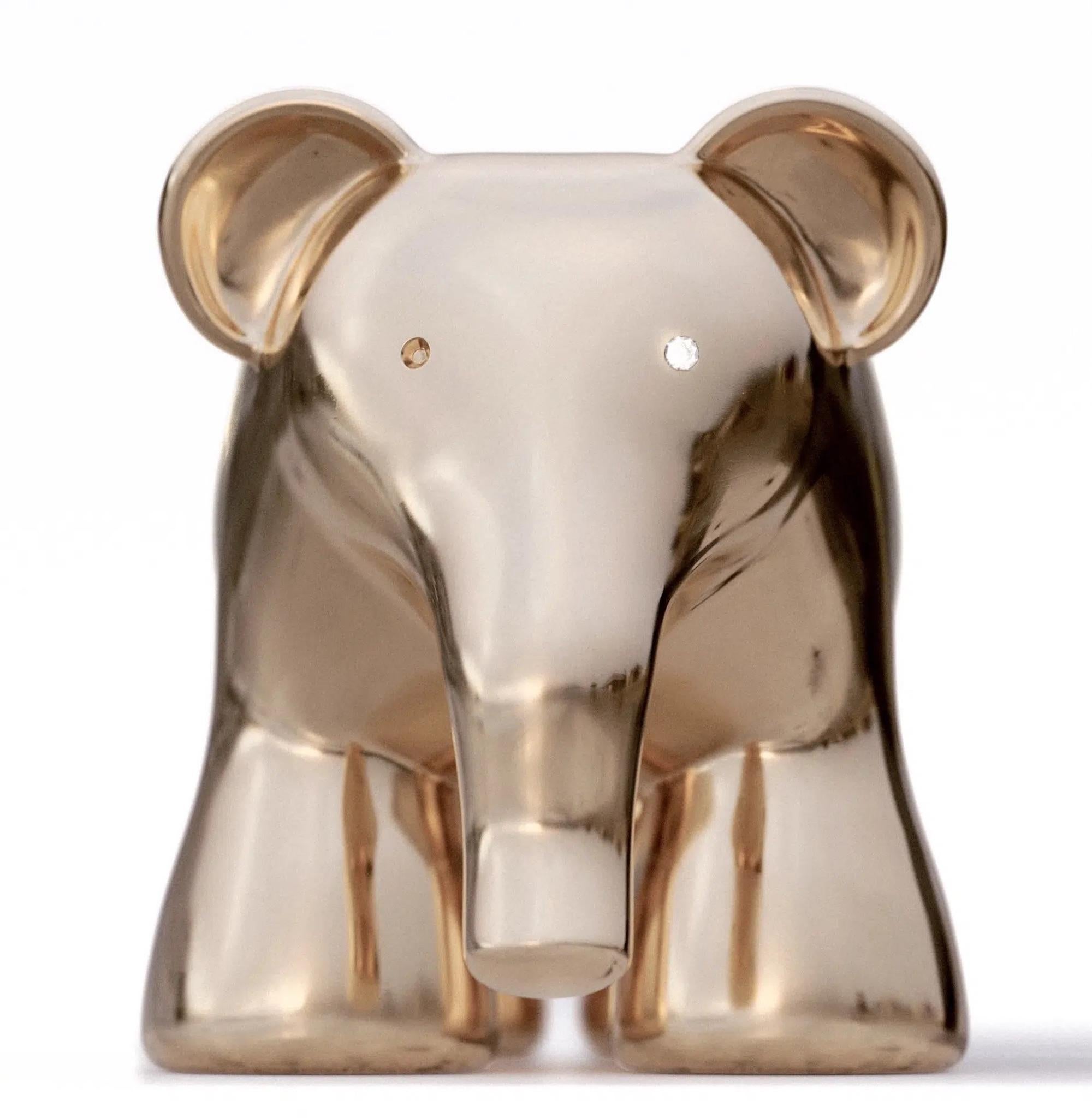 Zō di Martin Burgos - bronzo lucido, oro, diamante, animale, figurativo