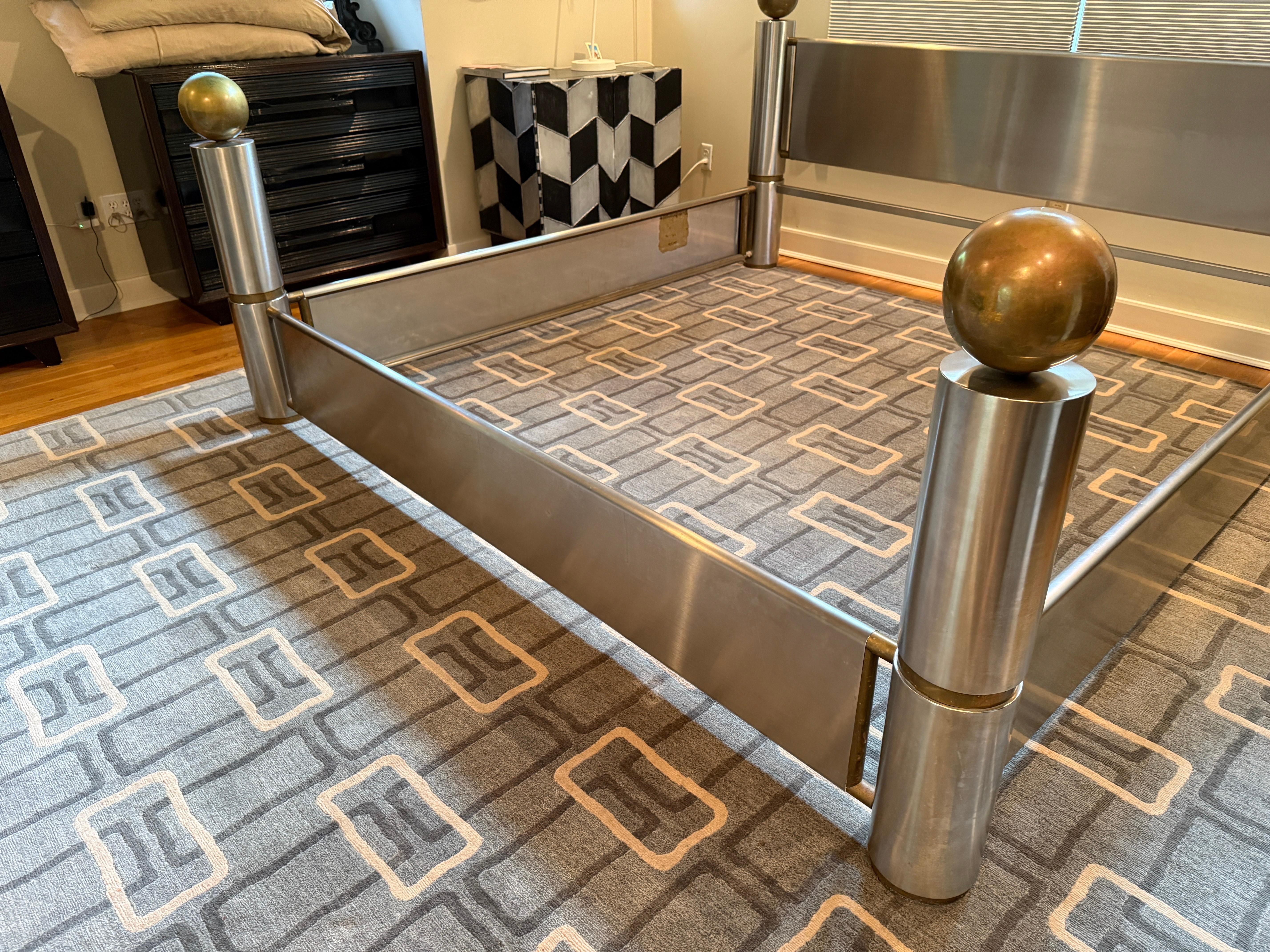 Marcelo Mioni Stainless Steel and Brass KING Bedframe For Sale 1