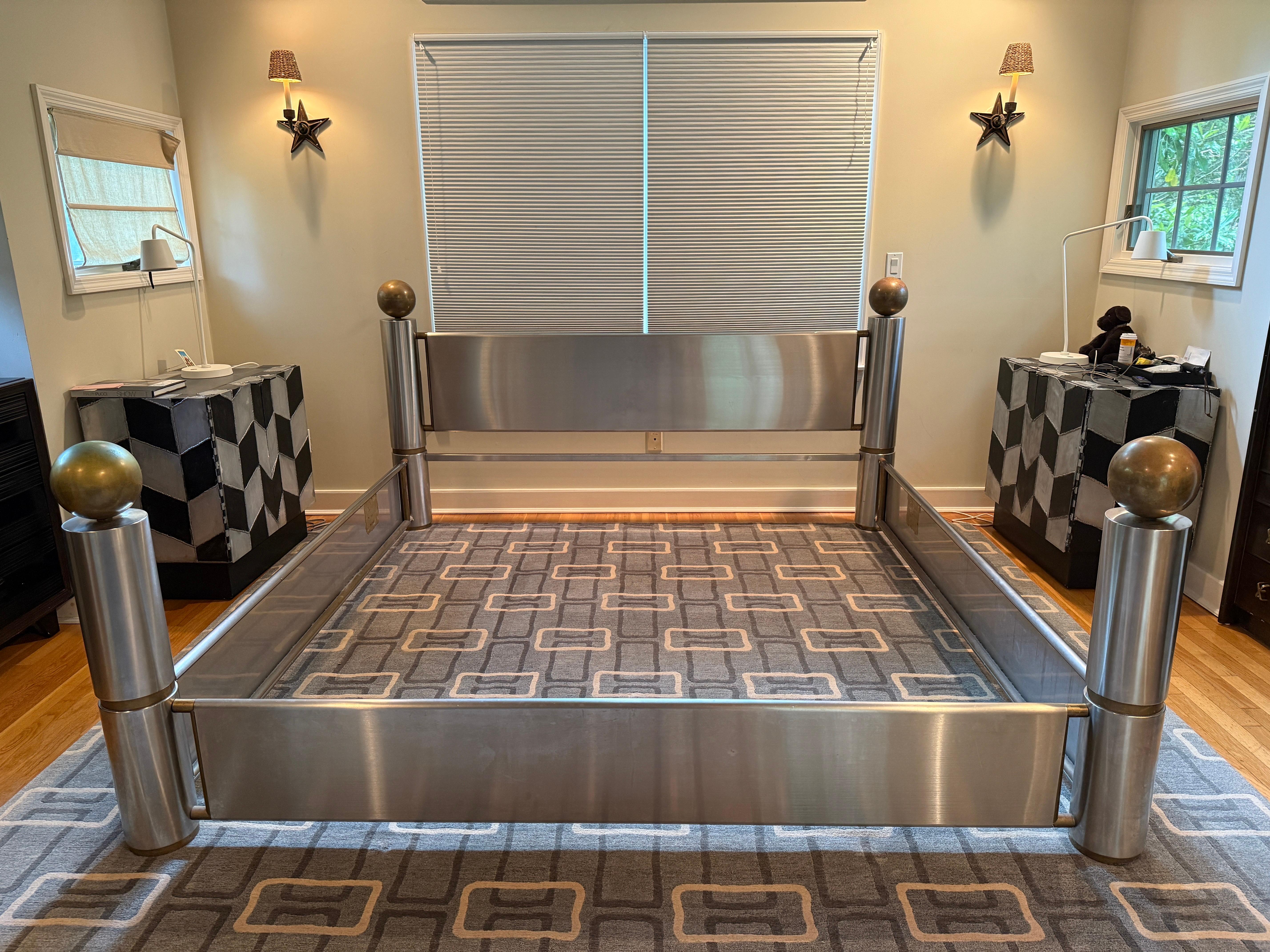 Marcelo Mioni Stainless Steel and Brass KING Bedframe For Sale 2