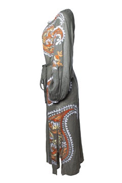 March 11, Green embroidered maxi dress