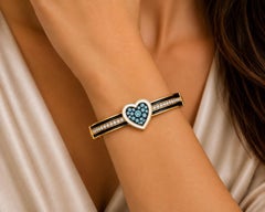 March Birthstone Aquamarine Diamond Heart Bracelet 14K Gold by Meghna Jewels