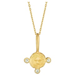 March Birthstone Pendant Necklace with Aquamarine, 18 Karat Yellow Gold