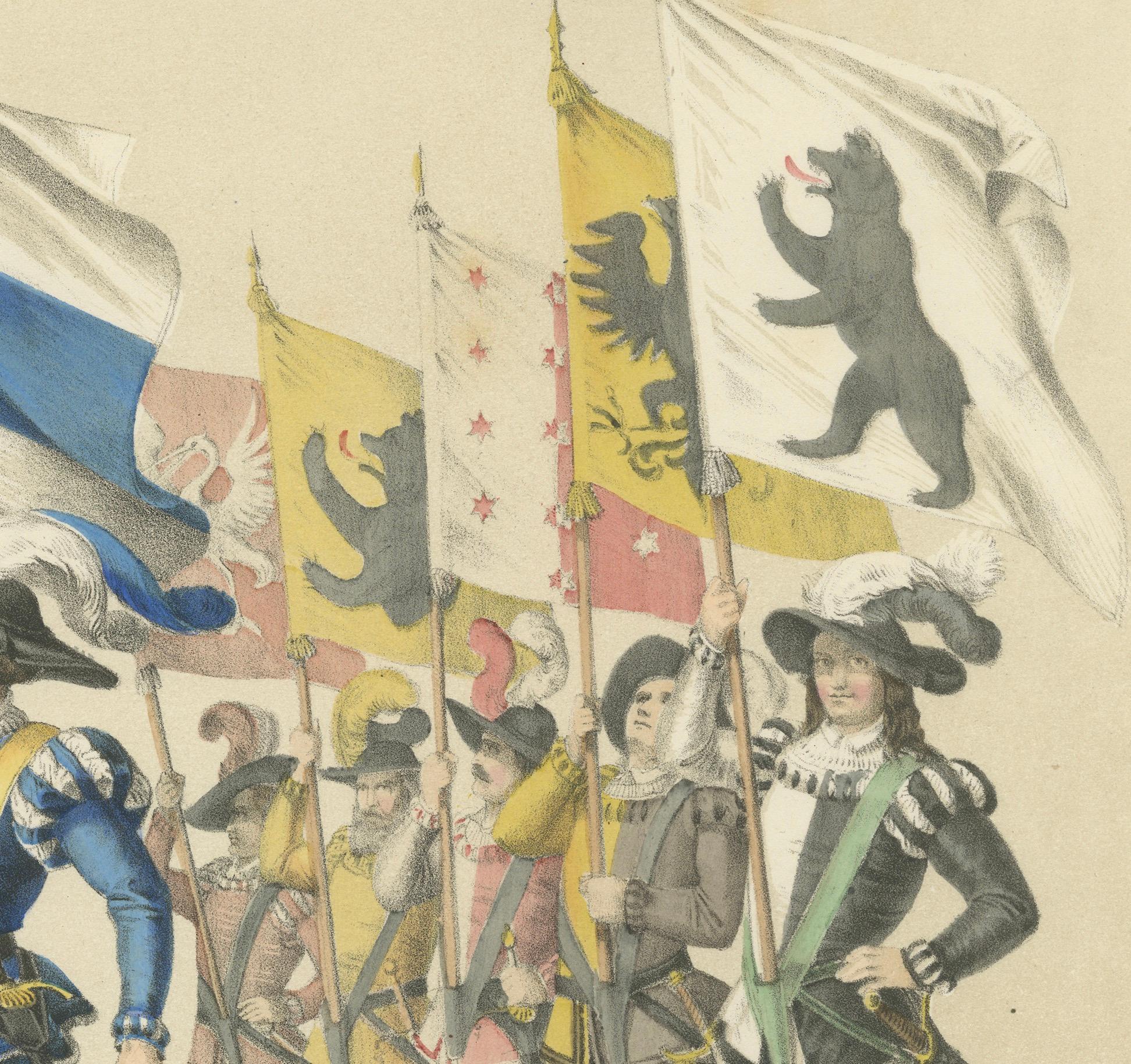 Mid-19th Century March of the Confederates – The United Cantons and Their Proud Banners, 1855 For Sale