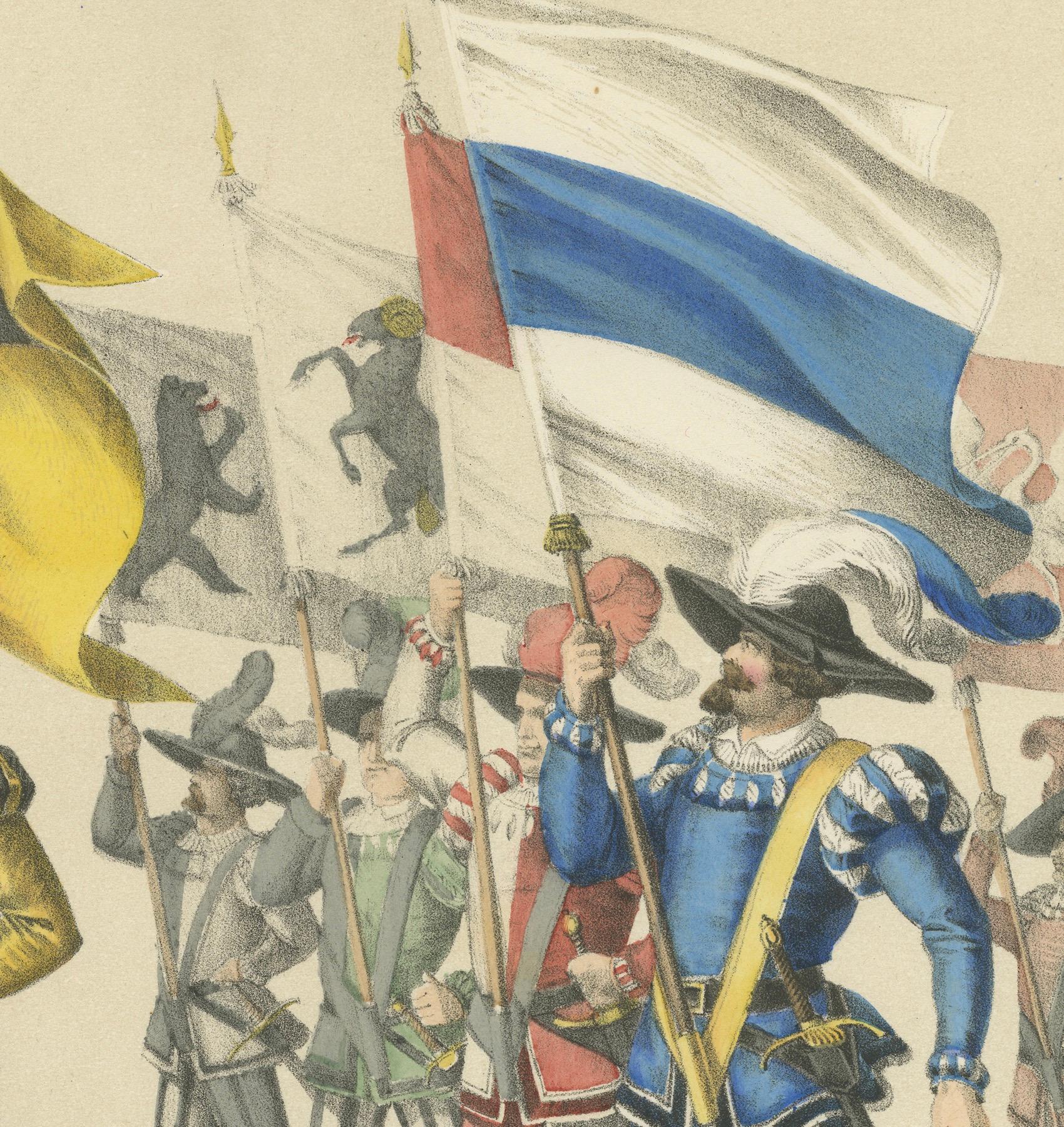 Paper March of the Confederates – The United Cantons and Their Proud Banners, 1855 For Sale