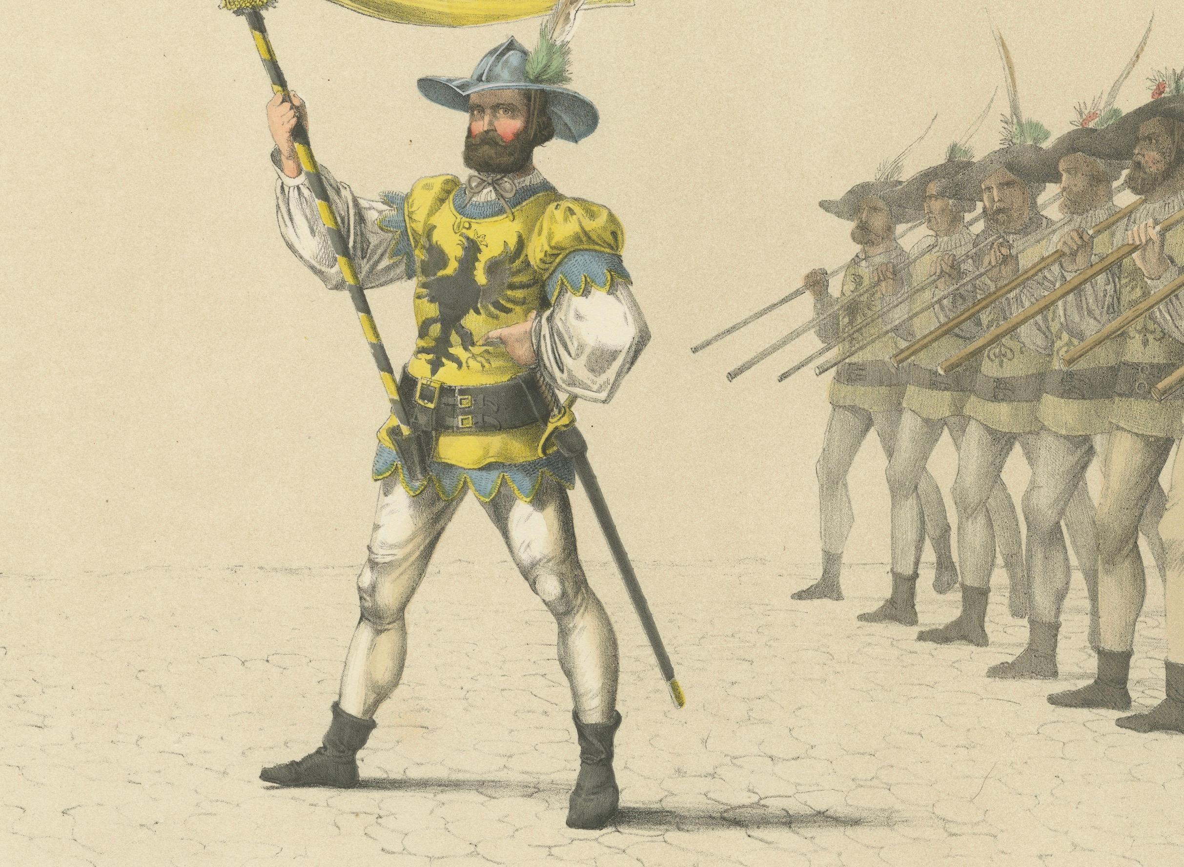 Paper March of the Imperial Guards in the Bernese Festive Procession, 1855 Lithograph For Sale