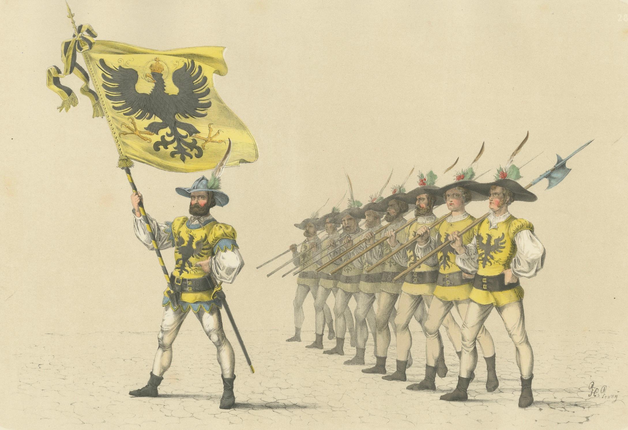 March of the Imperial Guards in the Bernese Festive Procession, 1855 Lithograph For Sale 2
