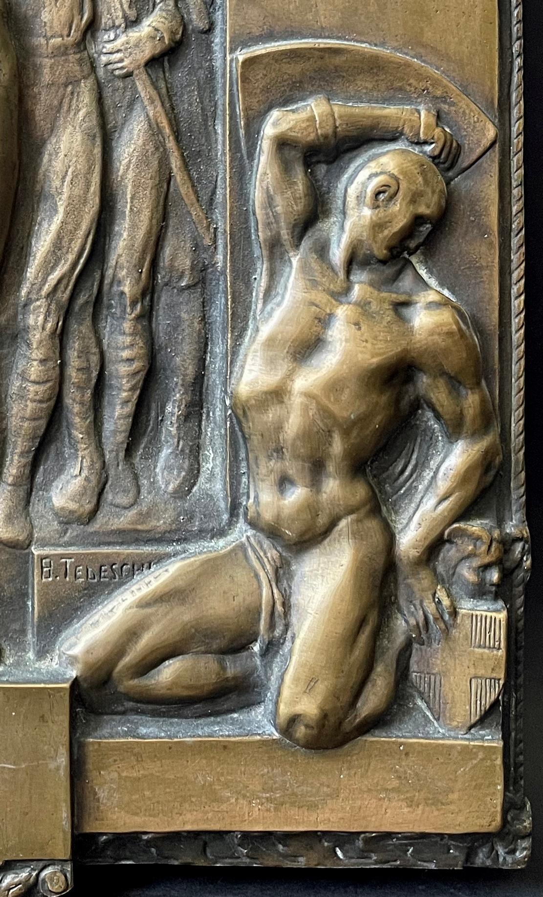 „March auf Rom“, Bronze mit männlichen Akten, die den Faszistaufstieg zur Macht im Jahr 1922 markieren (Italienisch) im Angebot