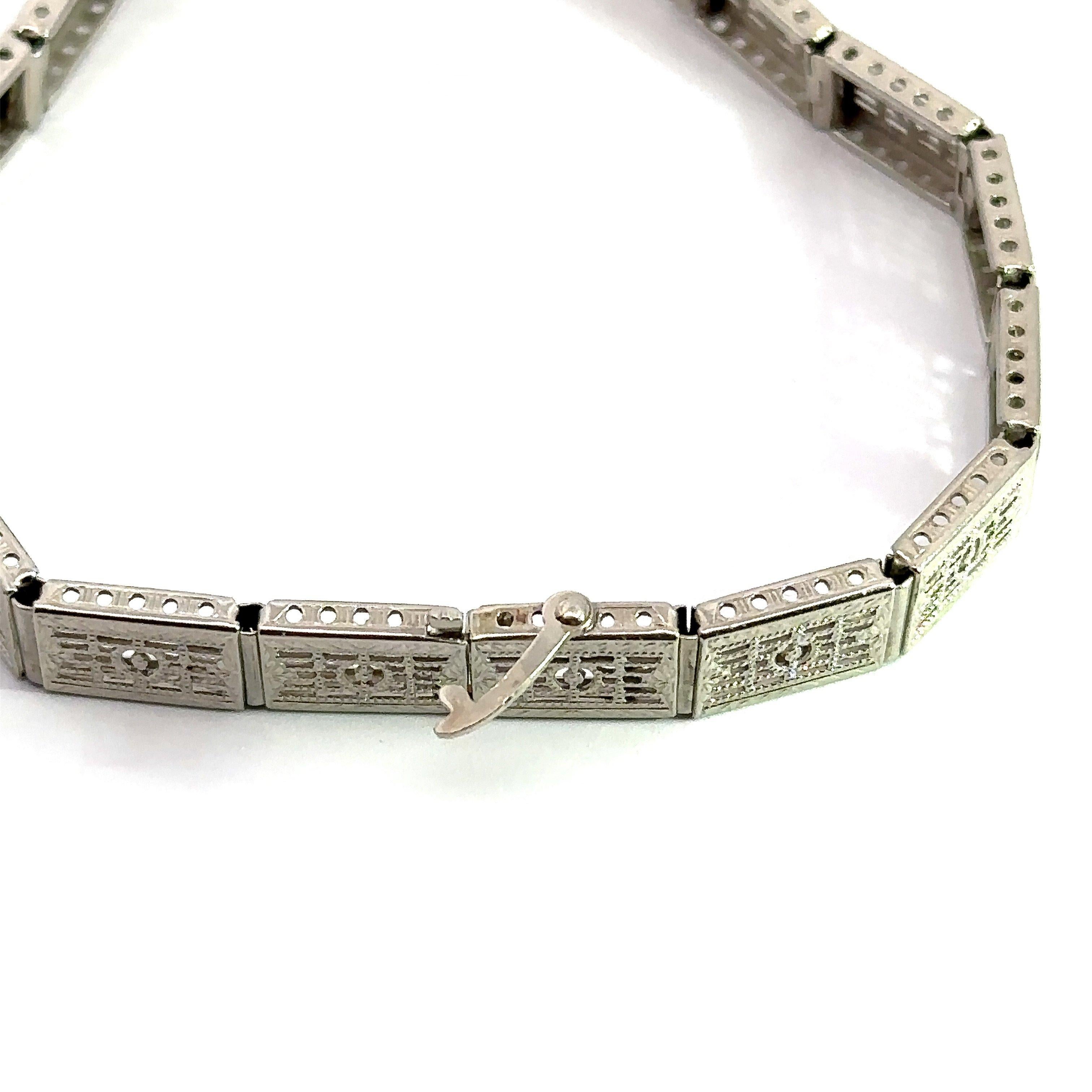 March Ostby & Barton Bracciale in onice e diamanti in oro bianco 14KT Vintage Art of Vintage in vendita 5