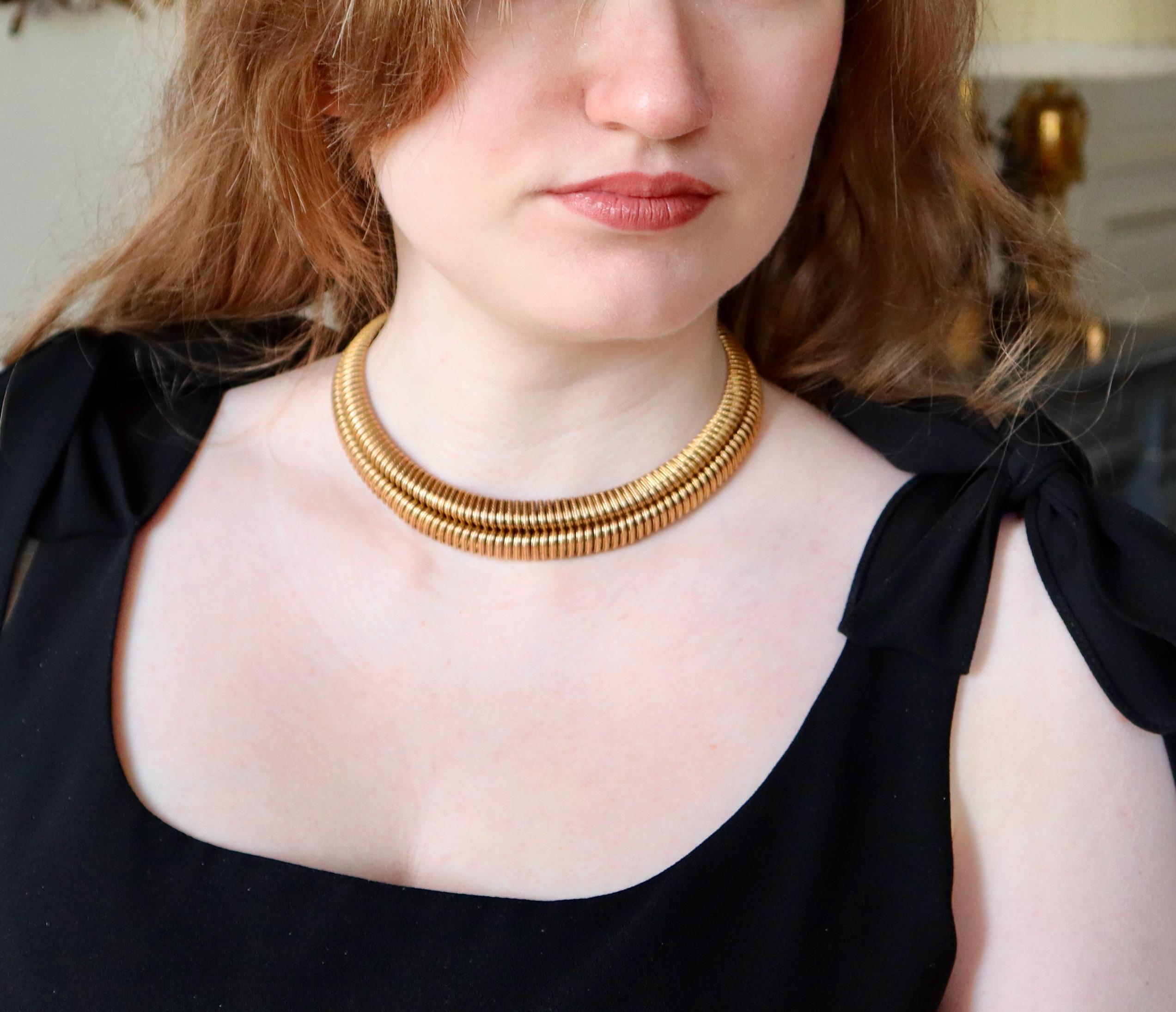 Donna Marchak, collana girocollo in oro giallo 18 carati a maglie doppie e attorcigliate in vendita