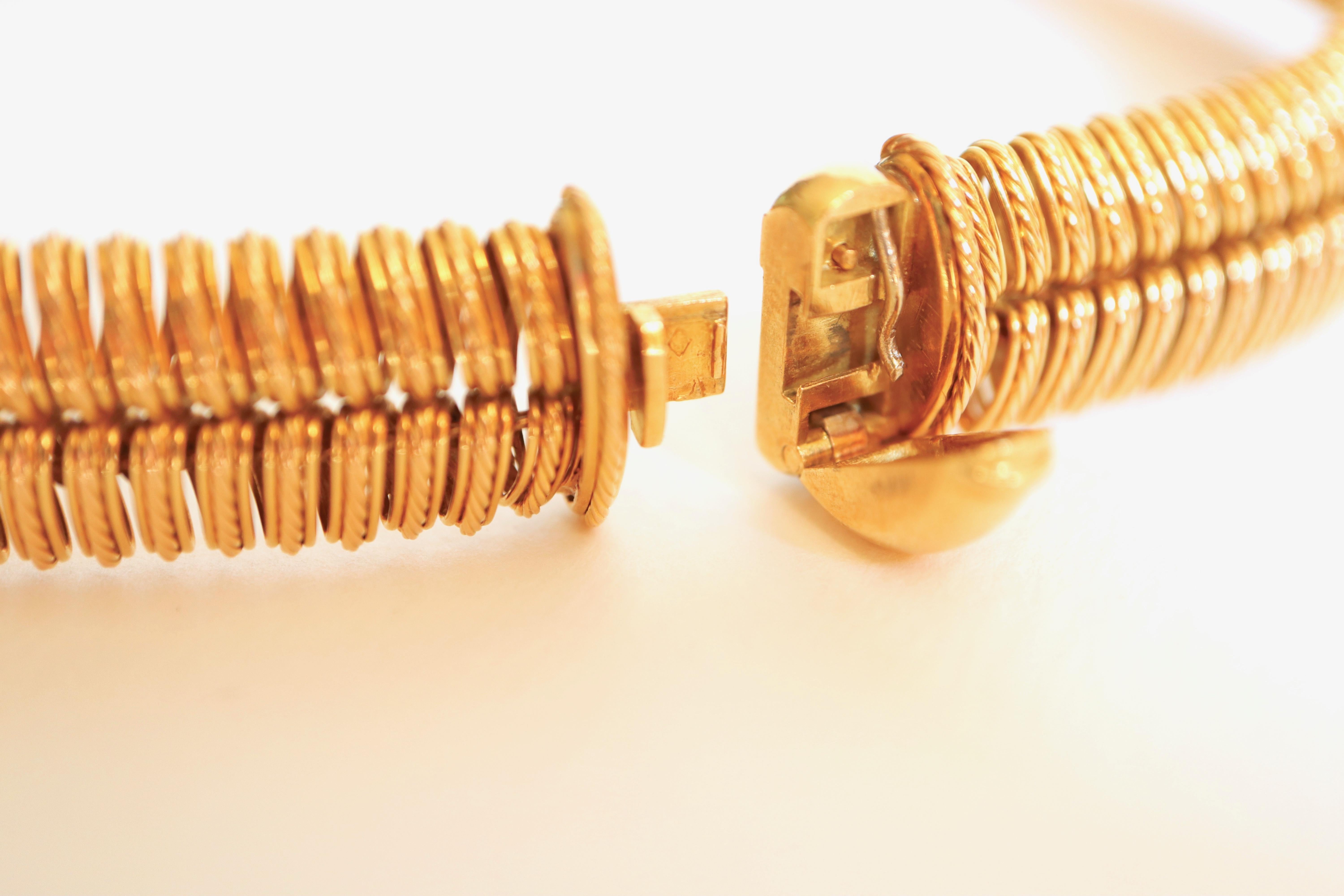 Marchak, collana girocollo in oro giallo 18 carati a maglie doppie e attorcigliate in vendita 3