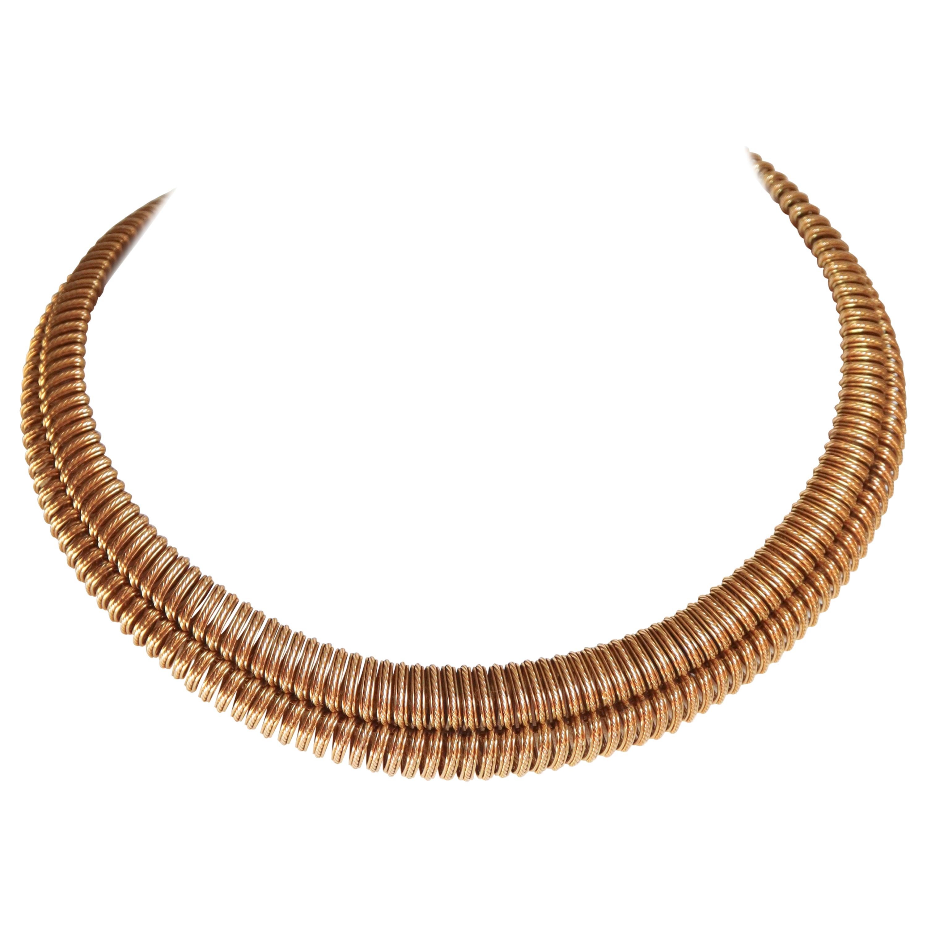 Marchak 18 Carat Yellow Gold Choker Necklace Double Twisted Mesh For Sale