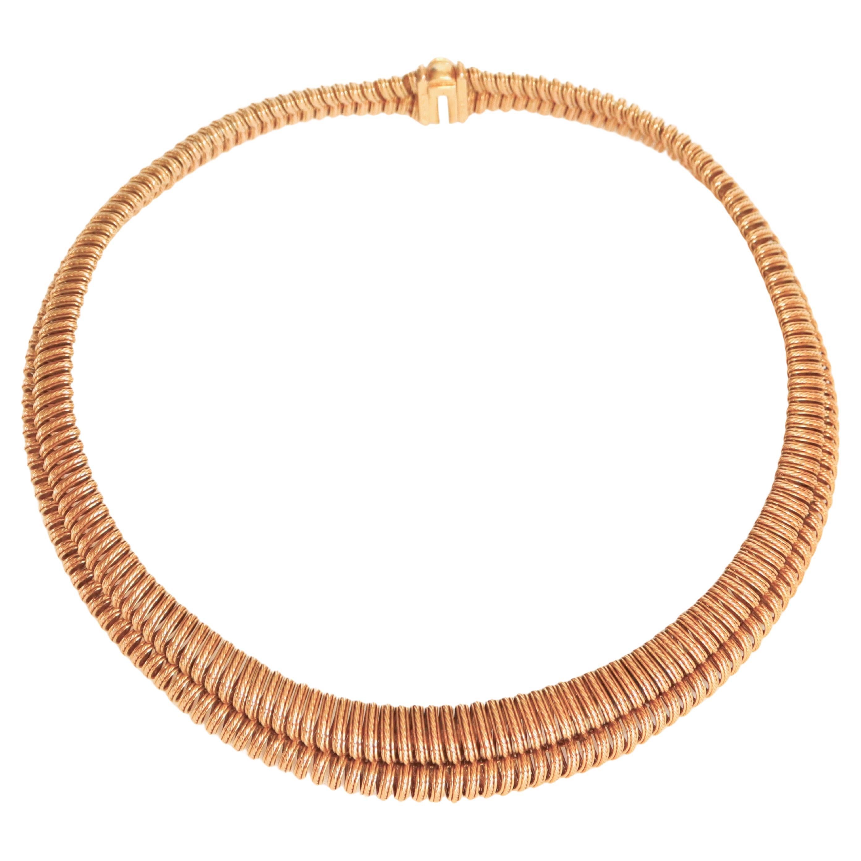 Marchak, collana girocollo in oro giallo 18 carati a maglie doppie e attorcigliate