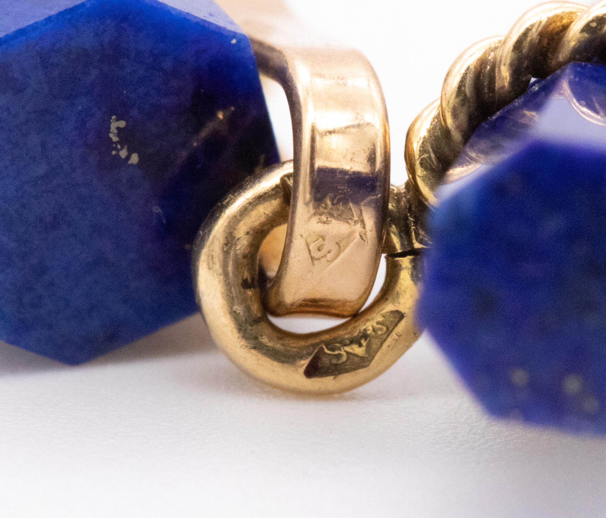 Post-War Marchak 1960 Paris Links Cufflinks with Afghani Blue Lapis Lazuli in 18Kt Gold For Sale