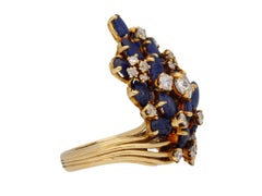 Marchak Carved Sapphire and Diamond Cocktail Ring