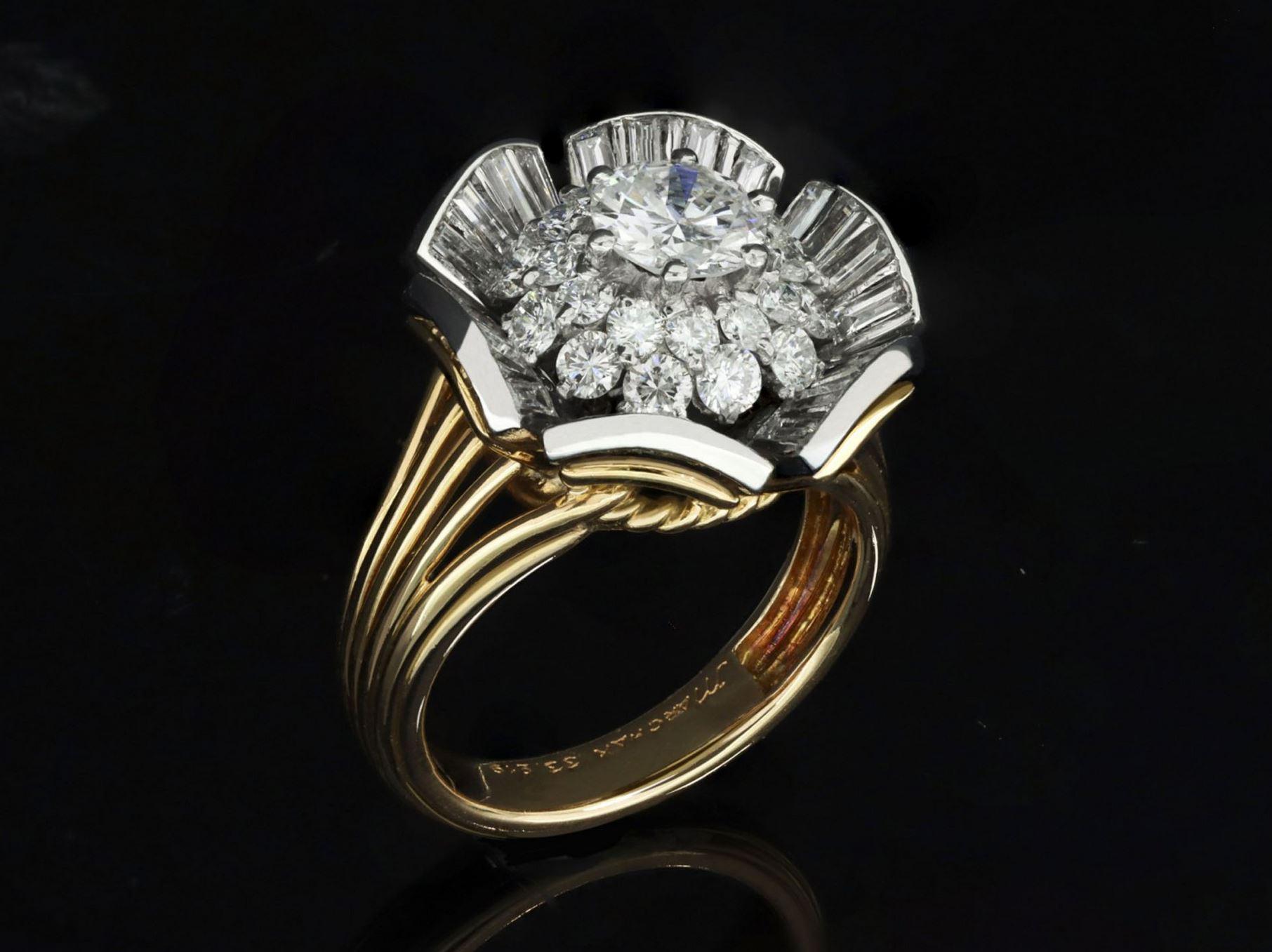 Marchak diamond cocktail ring, French, circa 1950. In Good Condition For Sale In London, GB