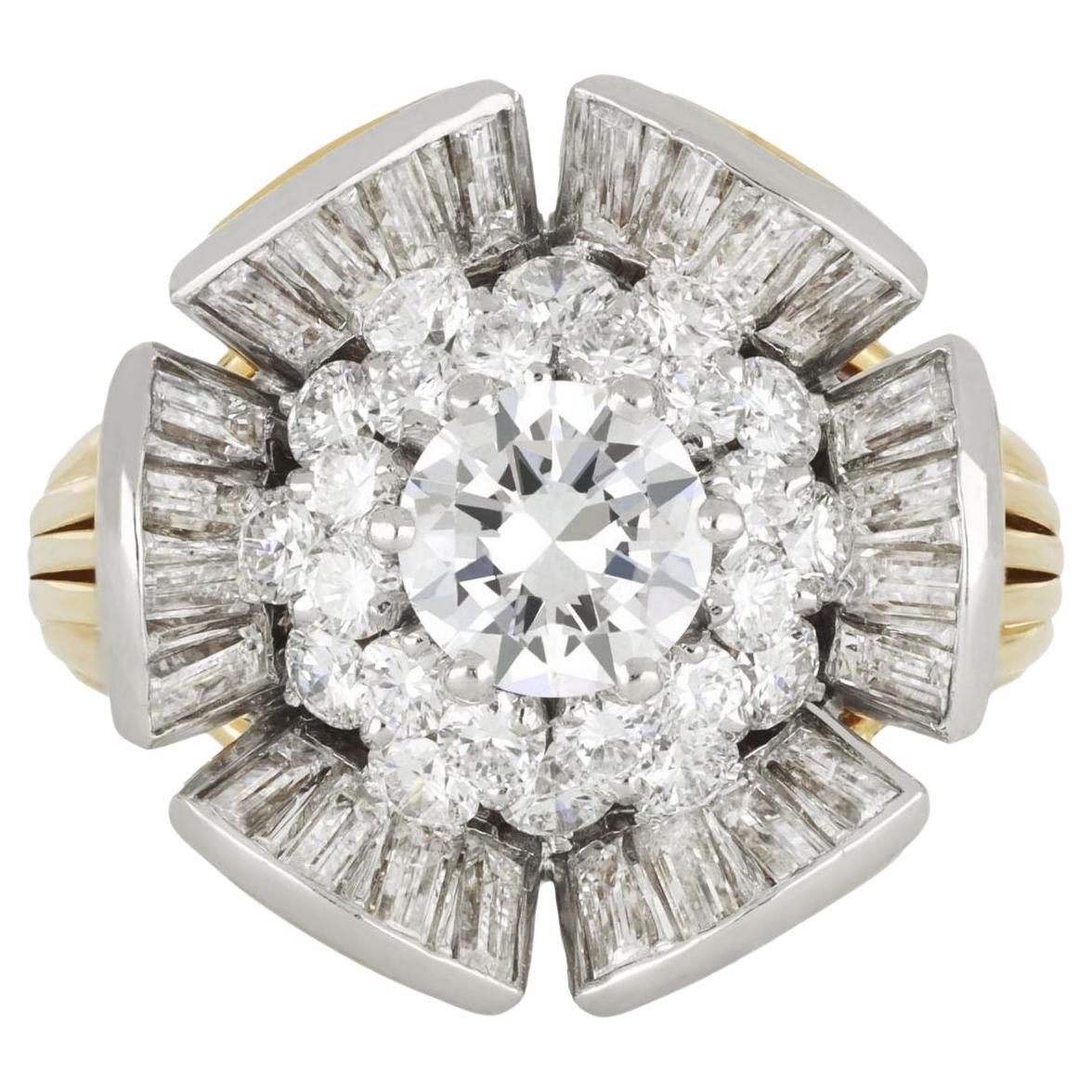 Marchak diamond cocktail ring, French, circa 1950.