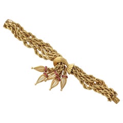 Marchak, Gold & Ruby Tassel Bracelet
