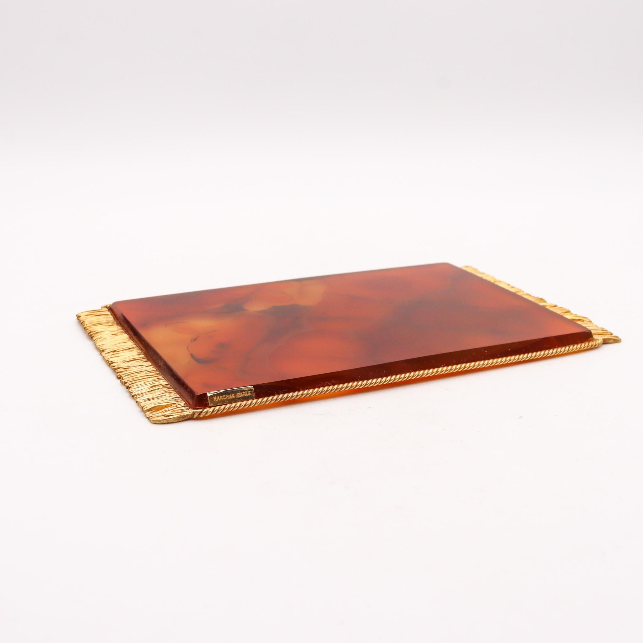 Desk tray designed by Marchak Paris.

An unusual and very rare desk tray, created in Paris France by the luxury house of Marchak during the art deco period, back in the early 1920. This beautiful tray has been crafted in the shape of a rectangular