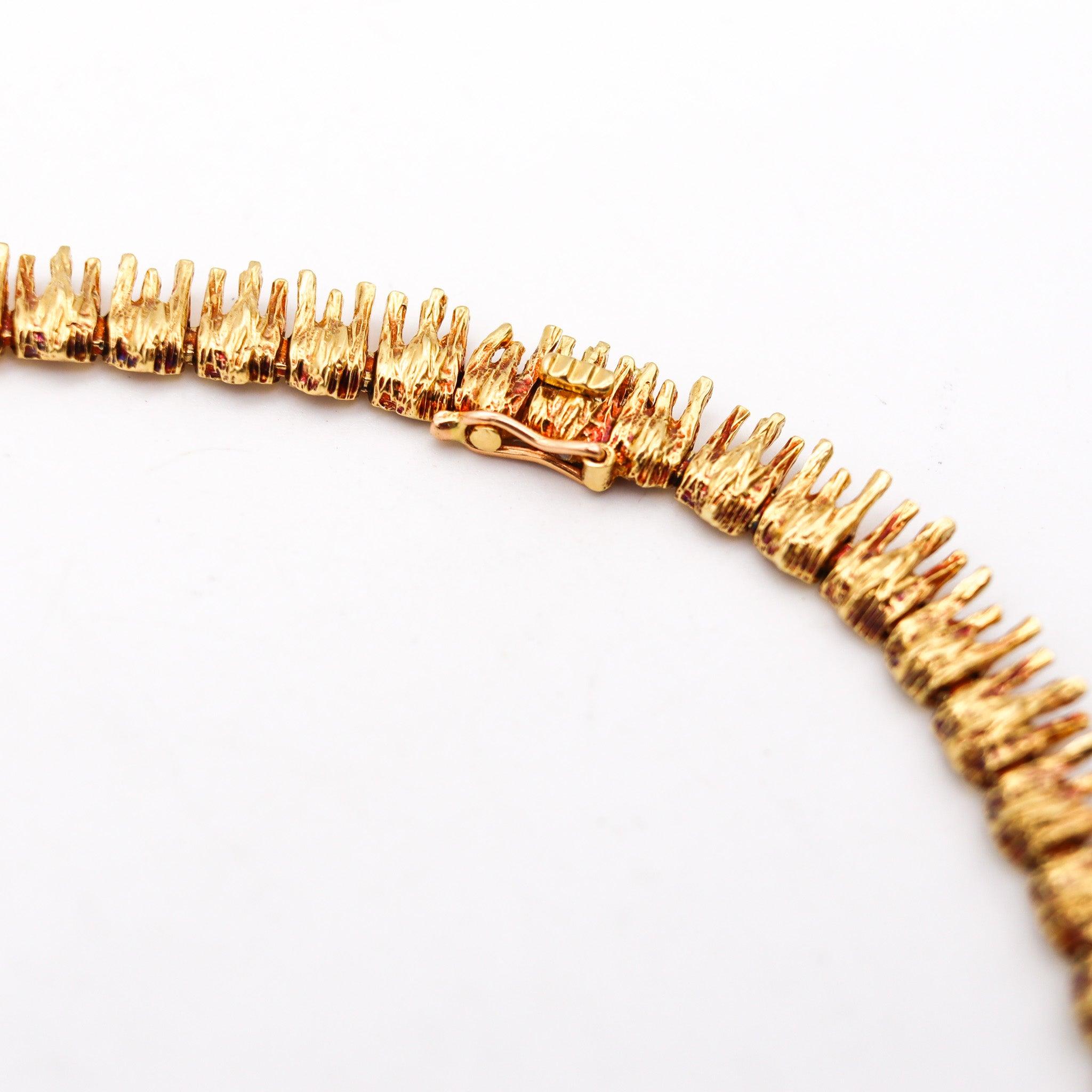 MARCHAK Paris 1950 Retro Modernist Necklace In 18Kt Gold With White Diamonds 1