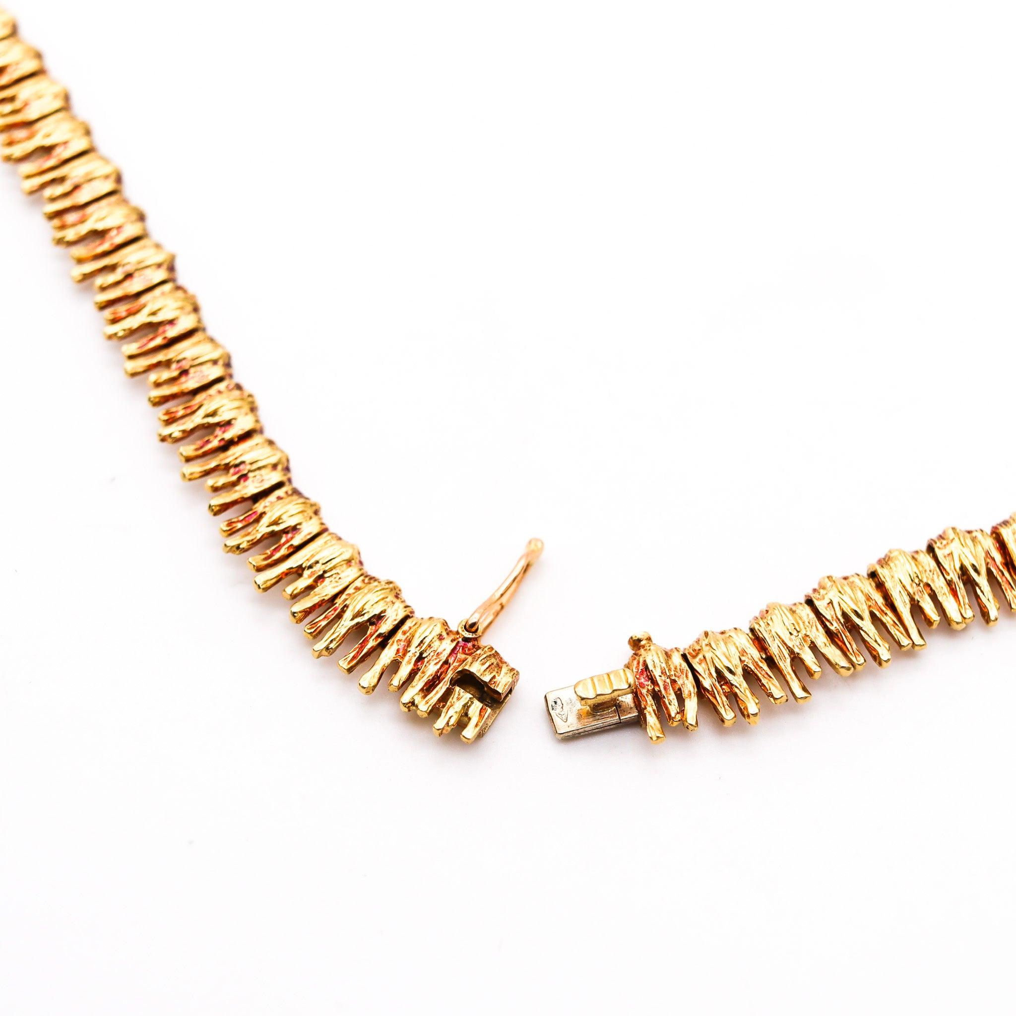 MARCHAK Paris 1950 Retro Modernist Necklace In 18Kt Gold With White Diamonds 4