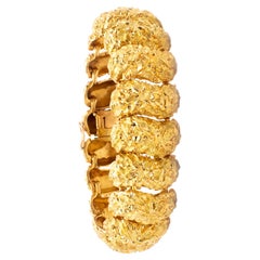 Marchak Paris 1960 French Mid-Century Vintage Textured Bracelet 18kt Yellow Gold