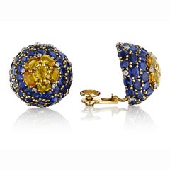 Marchak Paris Blue and Yellow Sapphire and Diamond Suite, circa 1960