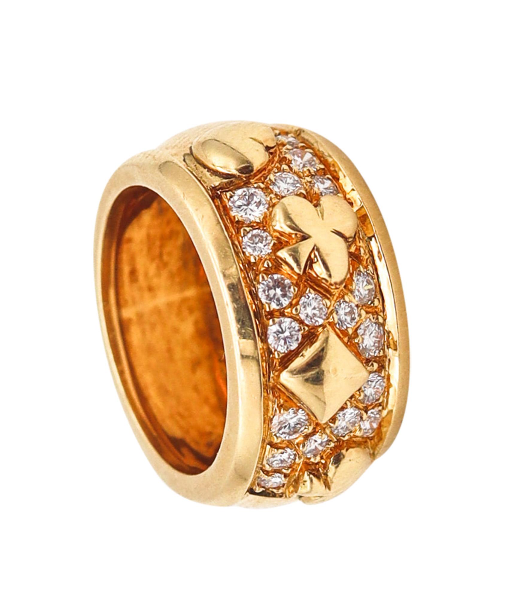 Marchak Paris Casino Motifs Band Ring In 18Kt Yellow Gold With VS Diamonds