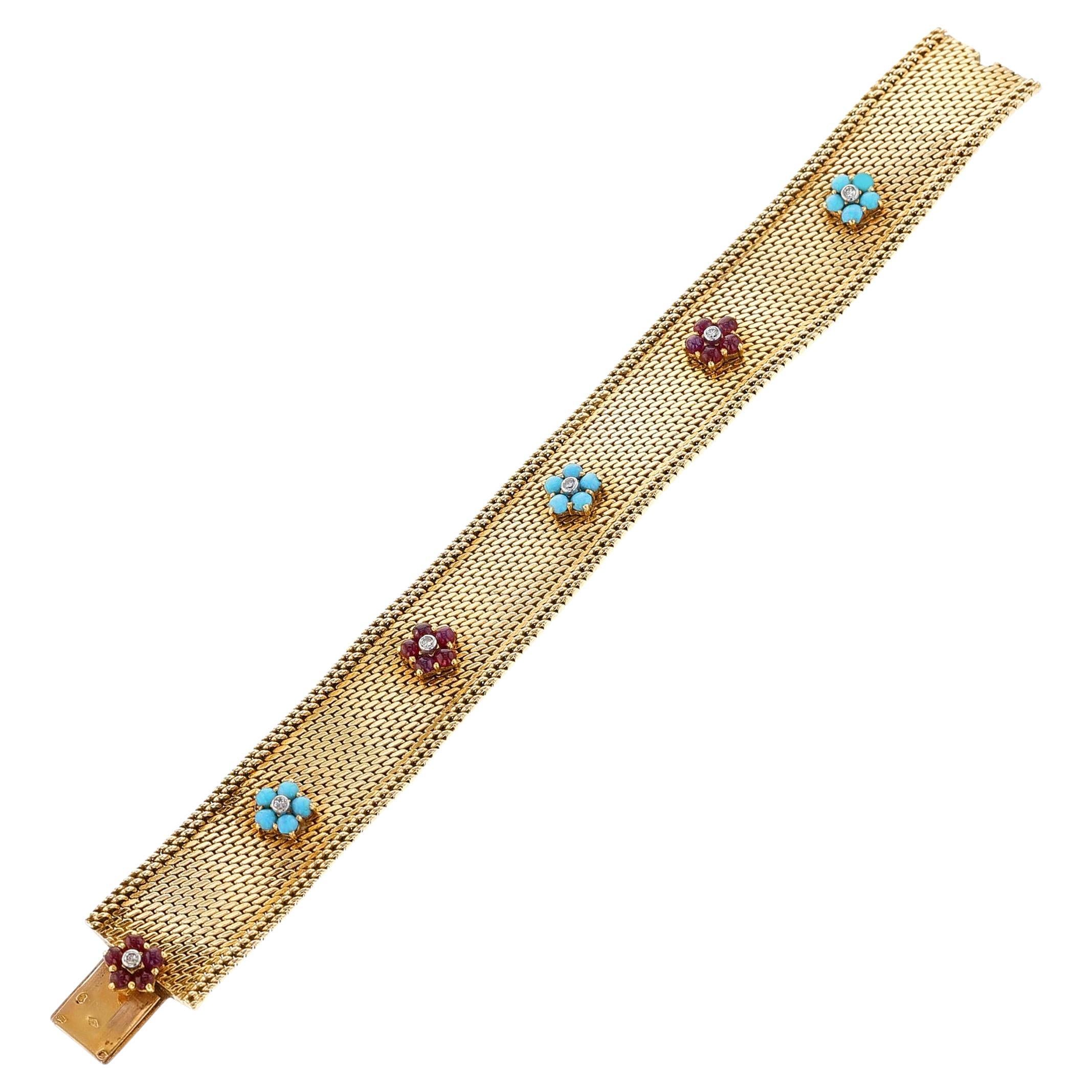Marchak Paris Turquoise, Ruby, Diamond Bracelet by George L'enfant, 18k