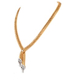 Marchak Paris Vintage  Diamond Fancy Lariat Gold Necklace