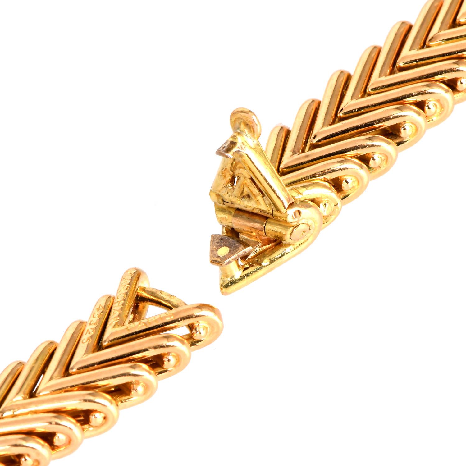 Women's Marchak Paris Vintage  Diamond Fancy Lariat Gold Necklace For Sale
