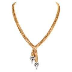 Marchak Paris Retro  Diamond Fancy Lariat Gold Necklace