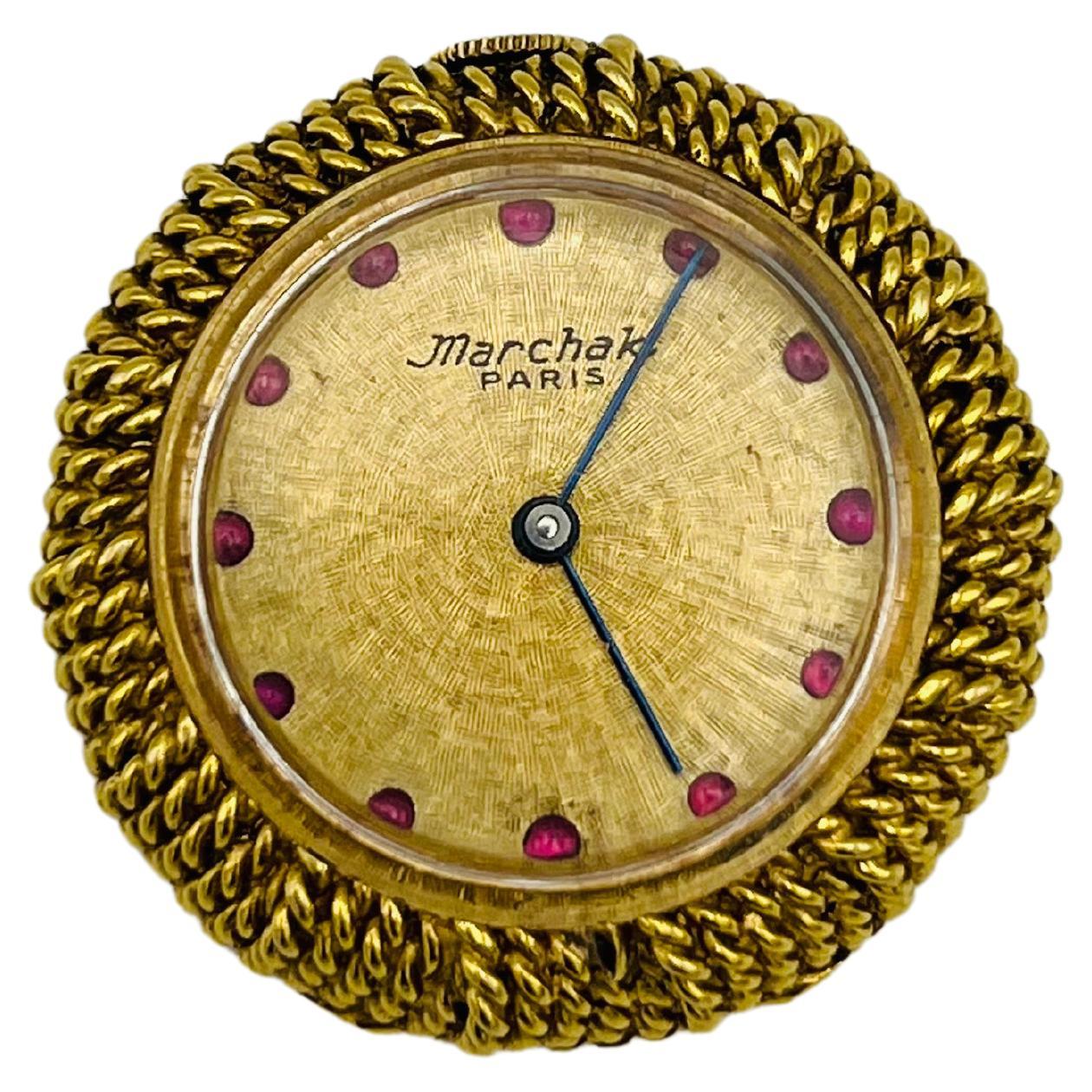 Marchak Paris Yellow Gold and Ruby Pocket Watch