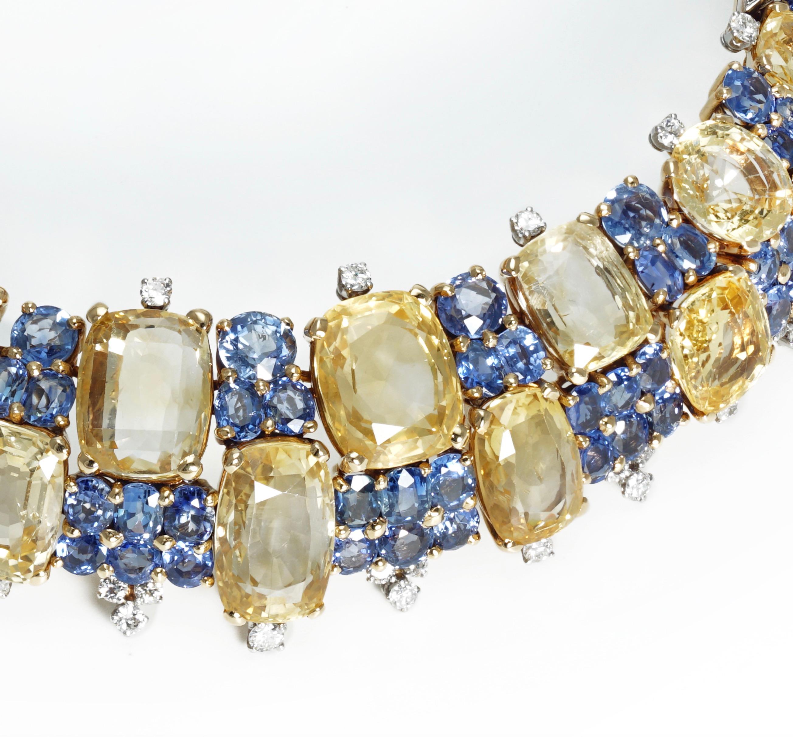 Cushion Cut Marchak Sapphires Necklace