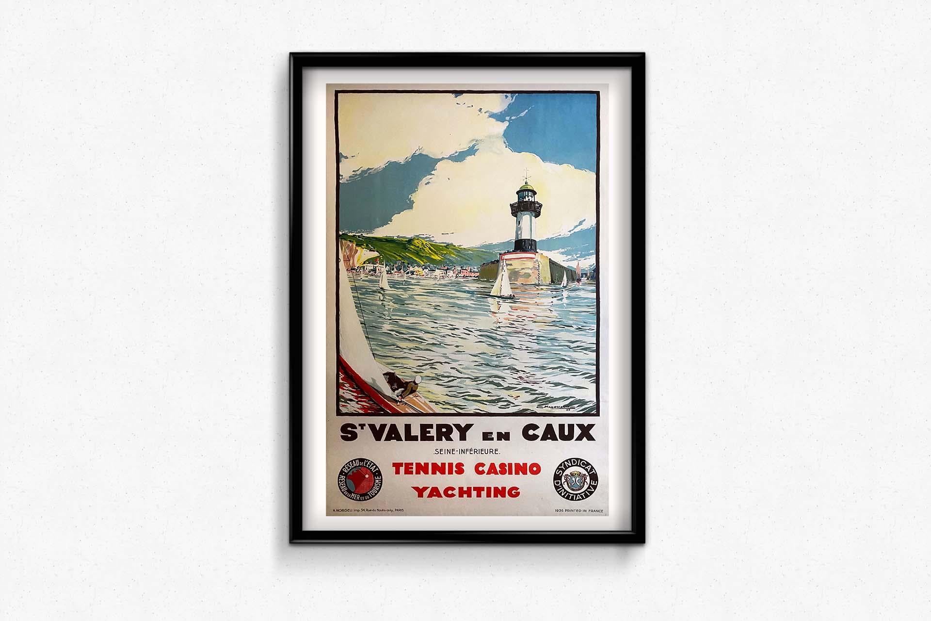 1936 Original travel poster - St Valery En Caux Seine-inférieure For Sale 2