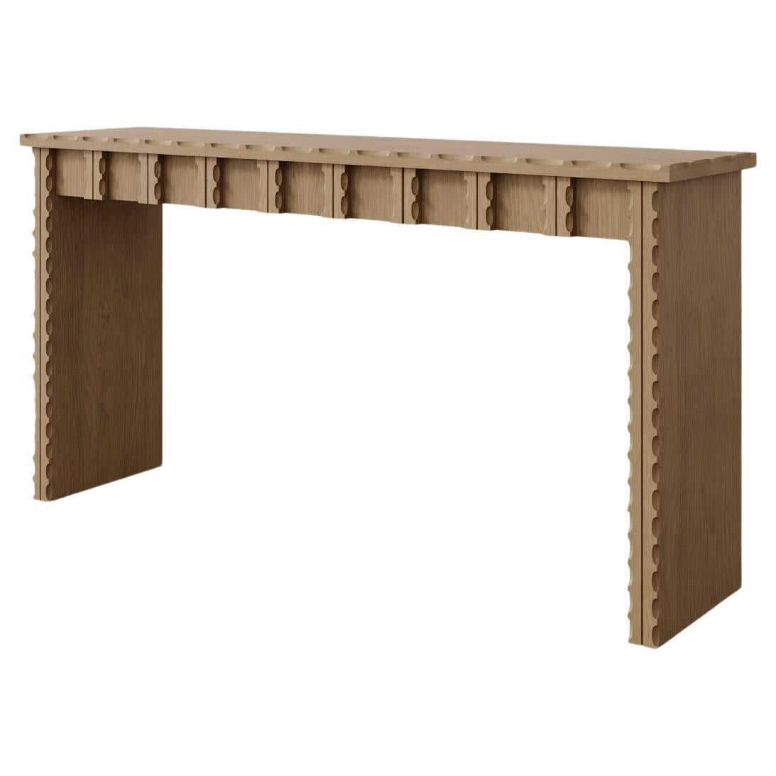 Marchand Scalloped Front Entry Console (Oak) by Christiane Lemieux For Sale