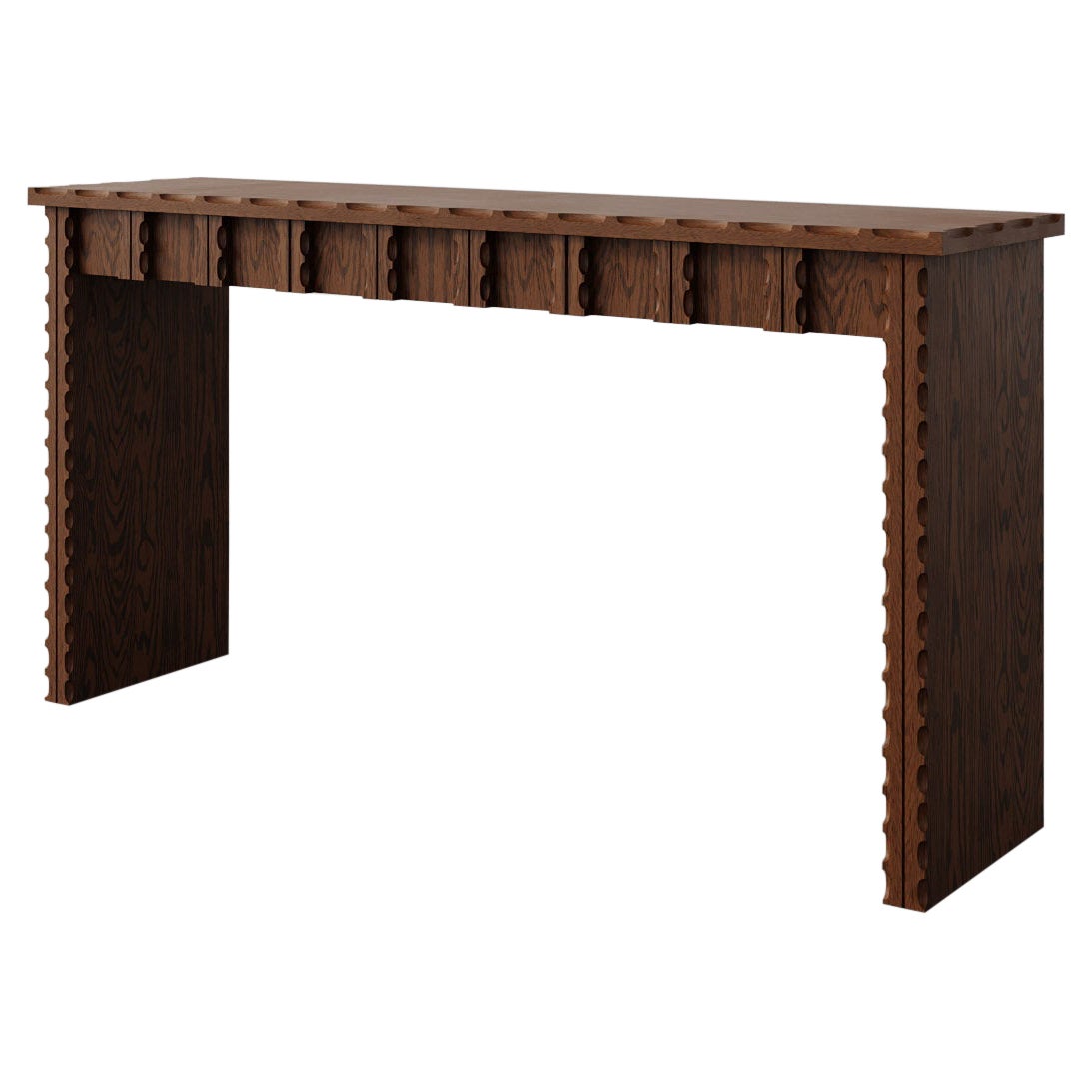 Marchand Scalloped Front Entry Console (Walnut) by Christiane Lemieux