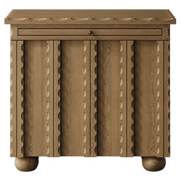 "Marchand" Scalloped Oak Nighstand by Christiane Lemieux