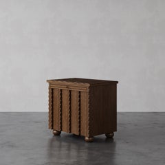 "Marchand" Scalloped Walnut Nightstand by Christiane Lemieux