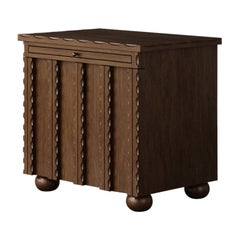 "Marchand" Scalloped Walnut Nightstand by Christiane Lemieux