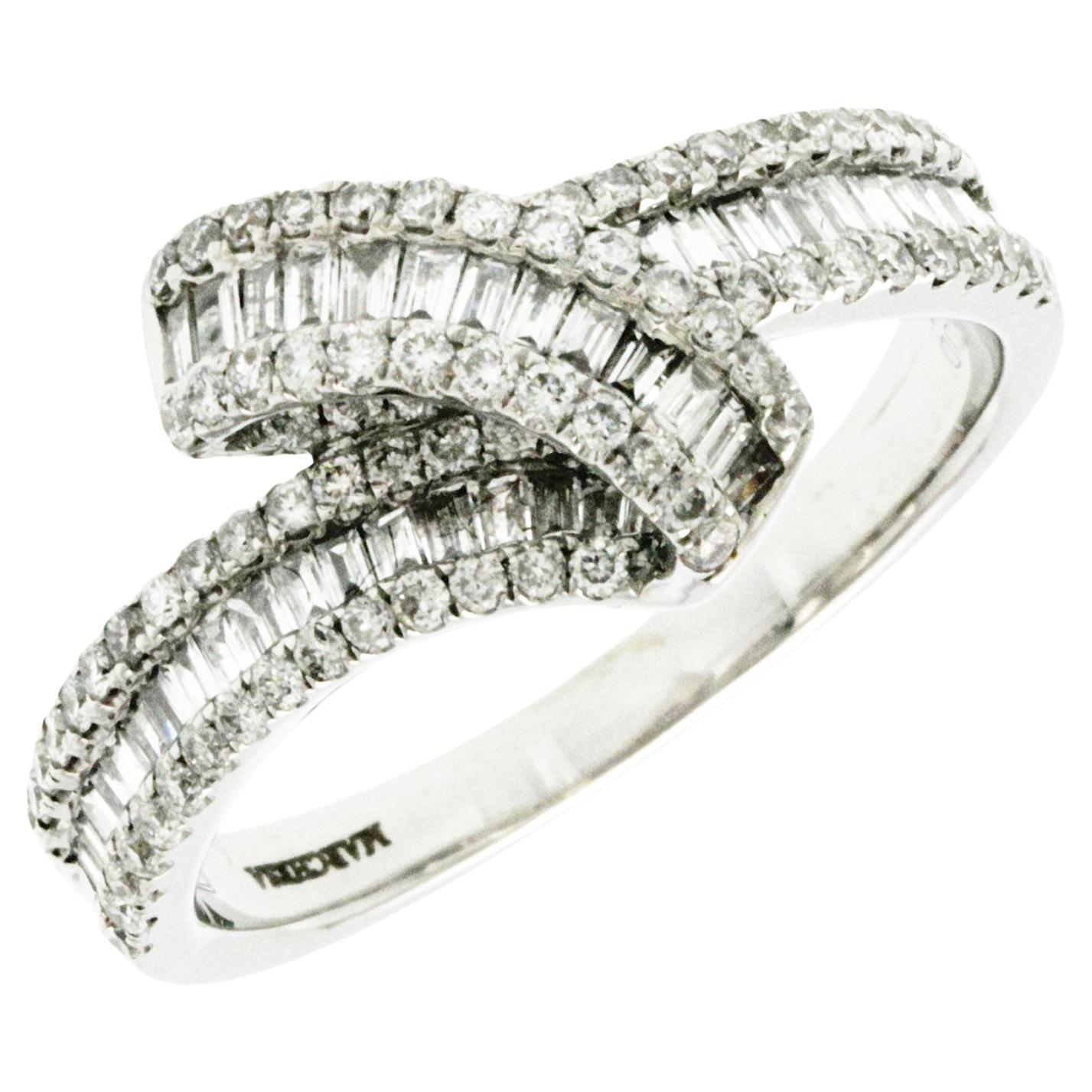 Marchesa 14K White Gold 1.10ct Diamond Cocktail Ring For Sale