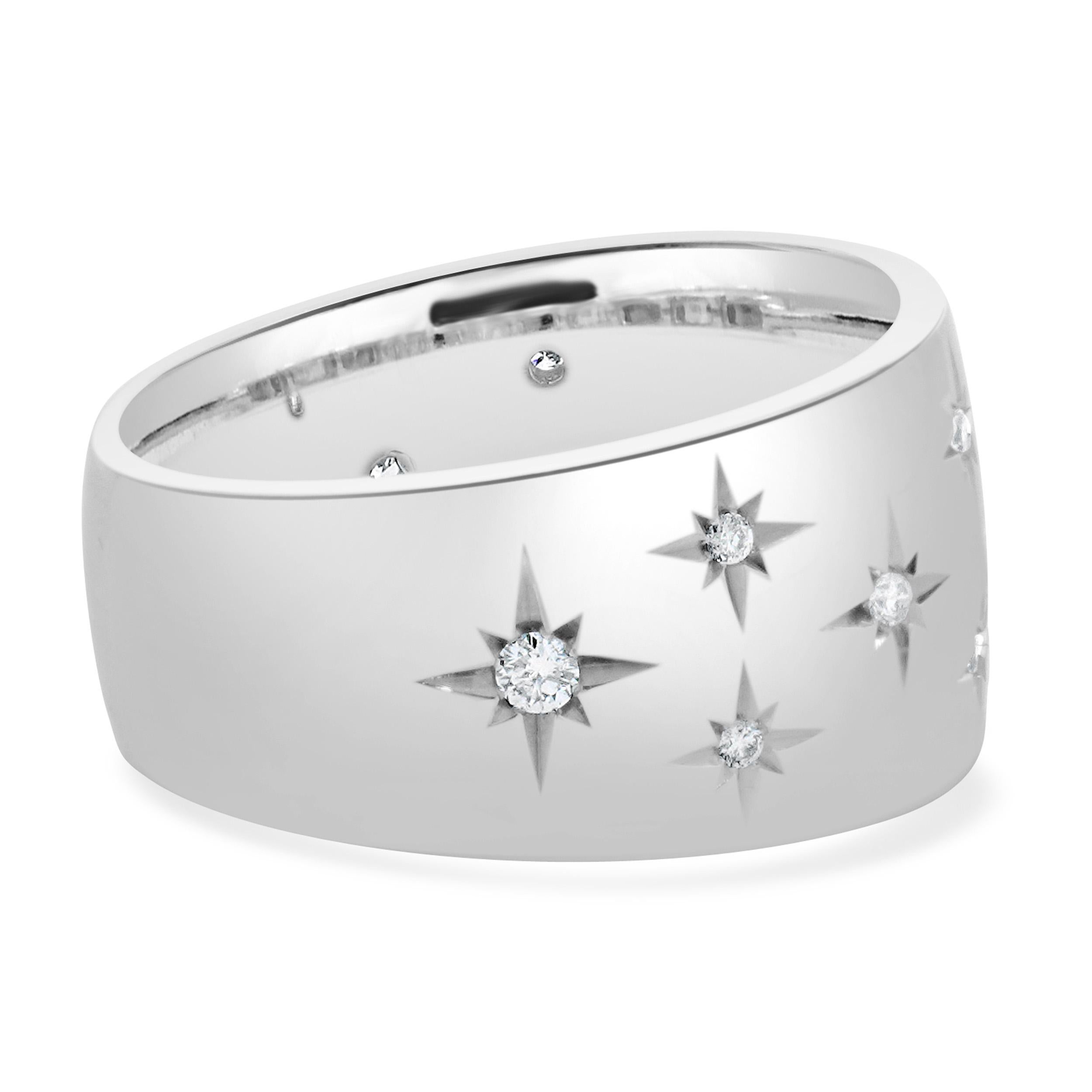 Marchesa 18 Karat White Gold Sprinkled Diamond Star Band In Excellent Condition For Sale In Scottsdale, AZ