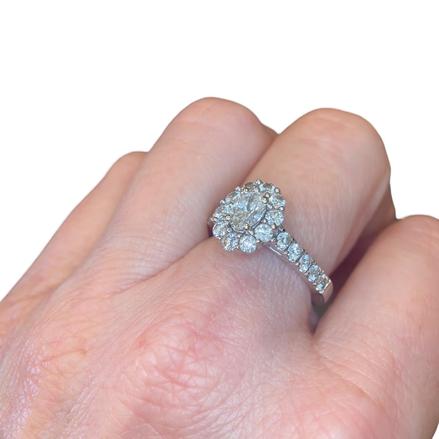 Marchesa 18K White Gold Oval Diamond Engagement Ring For Sale 4