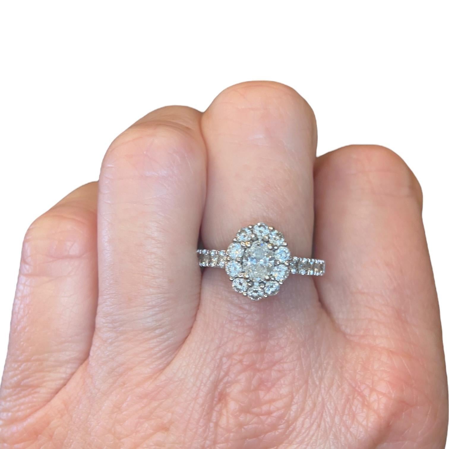 Marchesa 18K White Gold Oval Diamond Engagement Ring For Sale 5