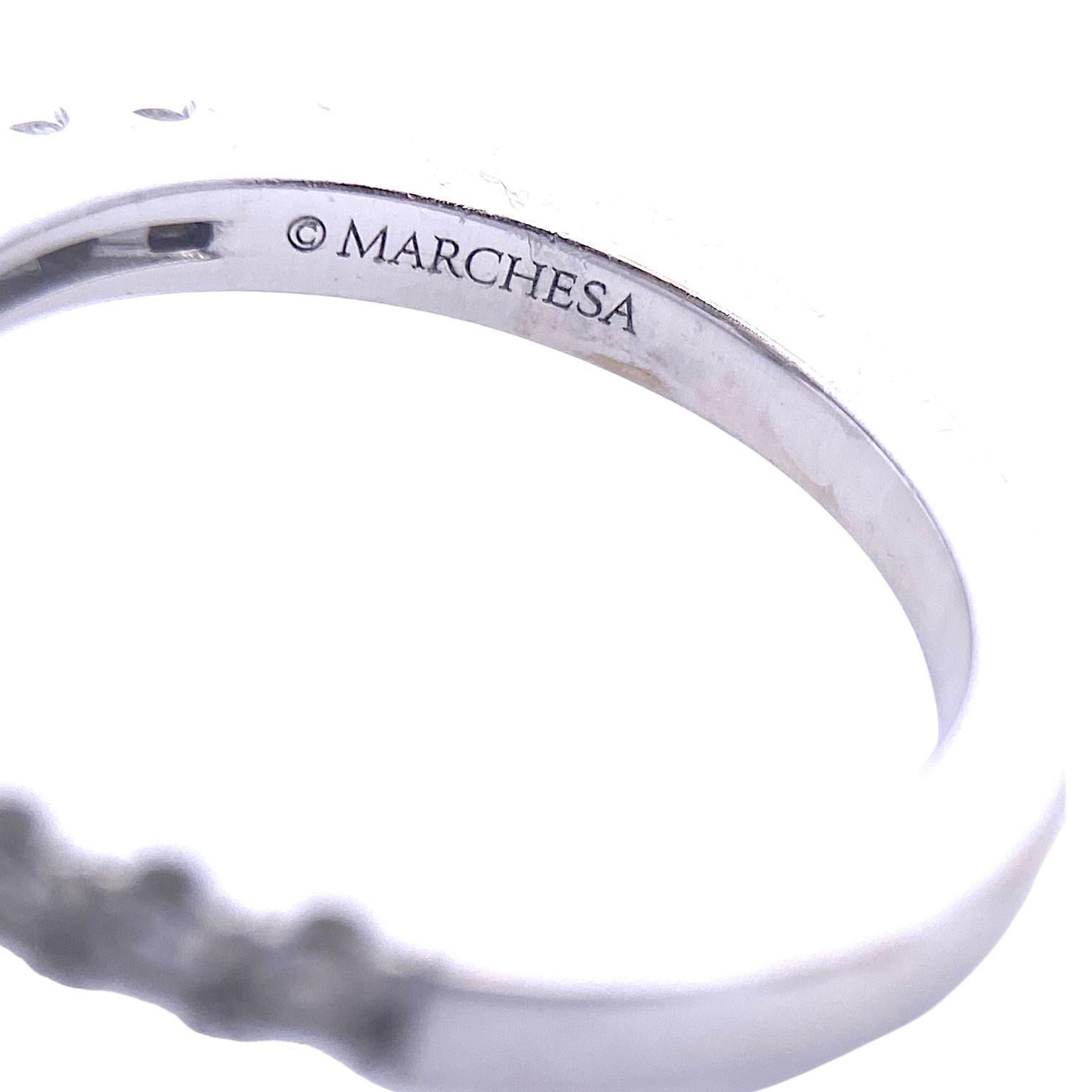 Marchesa 18K White Gold Oval Diamond Engagement Ring For Sale 2