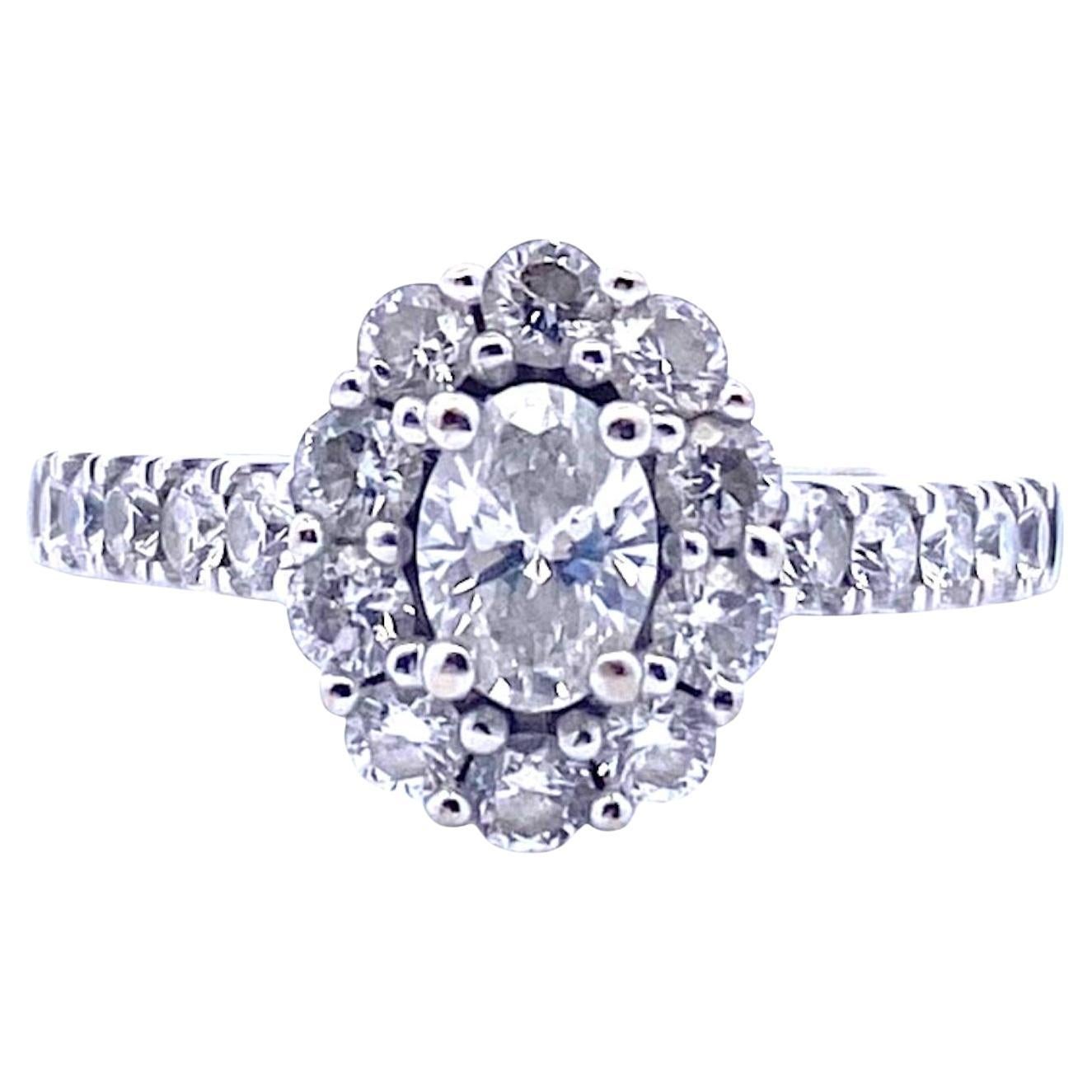 Marchesa 18K White Gold Oval Diamond Engagement Ring