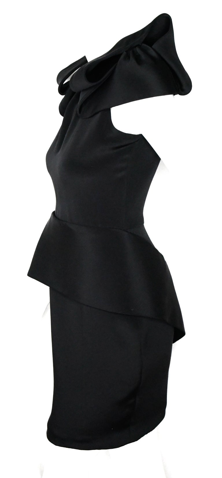Marchesa Black 100 Silk Cap Sleeve Cocktail Dress With Peplum Size 4