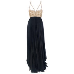 Used Marchesa black and gold empire gown